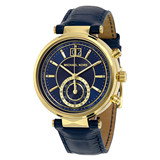 美国正品代购Michael Kors MK2425 女款皮带金色蓝色石英圆形手表