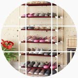 木质简易鞋架六层收纳实木鞋柜简约组装加固鞋架