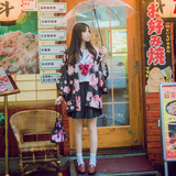 樱花猫日系软萌妹子改良和服开衫浴衣日式和风羽织防晒衣短外套女