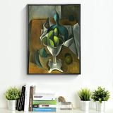 毕加索《水果盘》抽象复古油画现代客厅装饰画卧室壁画餐厅无框画