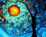 diy手绘数字油画客厅大幅风景抽象自己填色装饰画梵高名画梦之树