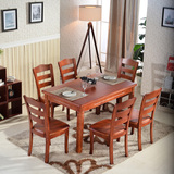 实木餐桌长方形6人小户型餐桌椅组合现代简约西餐桌橡木饭桌子4人