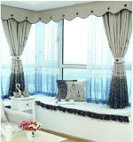蓝色加厚全遮光隔热成品定制窗帘布料地中海现代客厅卧室阳台特价