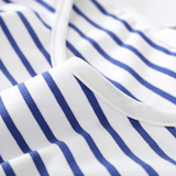 夏季韩国蓝白条纹t恤女短袖宽松显瘦海军风纯棉细横条纹上衣圆领