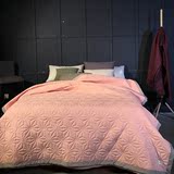 美式撞色绗缝四季被可盖床罩 垫床被子垫被纯棉床盖纯色可机洗