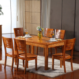 实木餐桌椅组合实木饭桌 橡木方桌 小户型长方形西餐桌4 6人餐台