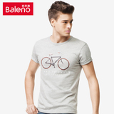 Baleno/班尼路男装t恤 都市系列自行车印花T恤时尚圆领纯棉短袖夏