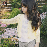 女童开衫外套镂空针织衫夏薄款长袖V领韩国宝宝防晒衣儿童空调衫