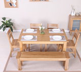 纯实木餐桌椅 实木长方形餐桌1.2米1.4米原木色餐桌饭桌