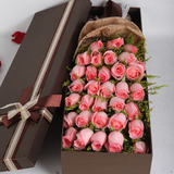 19支粉红玫瑰成都同城鲜花蛋糕双流配送华阳鲜花速递