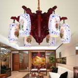 新中式吊灯客厅灯创意茶楼别墅吊灯卧室餐厅灯饰实木中式陶瓷灯具