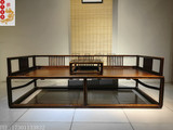 明式罗汉床新中式罗汉椅老榆木免漆家具纯实木床榻双人茶椅新品