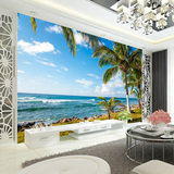 海边海景沙滩客厅电视背景3D立体墙纸沙发背景墙壁纸无缝壁画墙布