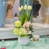雅贝物语 混合式郁金香兰花客厅装饰摆件 绢布仿真花手感家居绿植