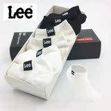 Lee袜子男士纯棉短袜夏季薄款船袜低帮袜黑色白色运动防臭棉袜子