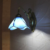 新款促销特价欧式美式地中海蓝色复古铁艺单头美人鱼壁灯 镜前灯