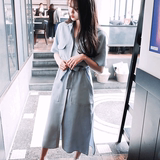 2016春夏季新款韩版中长款修身短袖女学生连衣裙小清新打底裙长裙