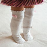 出口日本订单精梳全棉宝宝中筒袜漂亮蝴蝶节镂空防蚊女童过膝长袜
