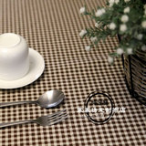 棉麻外贸 日式简约咖啡格子 定做定制布艺花边餐桌布茶几布盖布
