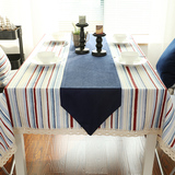 高档桌布布艺 英伦条纹棉麻桌布台布欧式餐桌布茶几盖布地中海