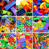 包邮 幼儿园桌面玩具 塑料拼插拼接构造积木 早教儿童益智玩具