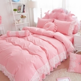 床上四件套公主风纯棉粉色韩版全棉韩式1.8m床裙床单夏季蕾丝2.0