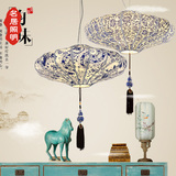 新中式古典吊灯酒店茶楼仿古餐厅书房青花瓷创意羊皮中国风灯笼