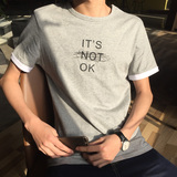 2016夏季新款男士短袖T恤男圆领韩版 青年学生修身纯棉印花体恤潮