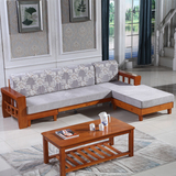 实木橡木沙发组合橡木推拉两用沙发床贵妃现代中式简约客厅家具