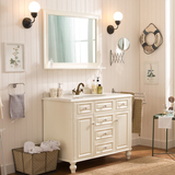 美式橡木浴室柜组合大理石落地式简约卫浴柜卫生间洗手台洗脸盆柜