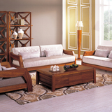 中式实木沙发 简约现代中式沙发组合 新中式全实木家具复古U型
