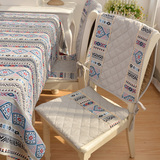 东南亚条纹坐垫餐椅连体布艺棉麻椅背加厚方形印花帆布椅子椅垫