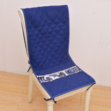 品牌餐椅坐垫批发英伦青瓷棉麻坐垫 新古典布艺棉垫子 蓝色椅背套