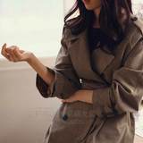 2016秋季新款韩版潮流中长款复古气质咖色棉麻宽松显瘦风衣外套