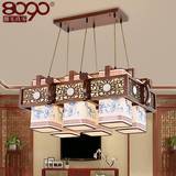 现代新中式餐厅吊灯 简约大气仿古木艺艺创意吧台灯长方形中式灯