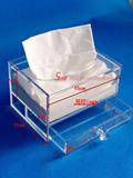 小号亚克力透明水晶抽纸棉签盒理发店专用纸巾盒创意桌面收纳盒子