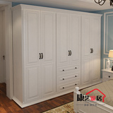 宜家欧式平开门衣柜现代简约白色整体衣橱定制实木卧室家具组合