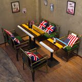 美式loft铁艺做旧咖啡厅桌椅单双沙发桌椅组合复古酒吧桌椅工业风