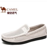 CAMEL/骆驼品牌正品名牌休闲皮鞋夏季镂空透气洞洞鞋男鞋真皮套脚