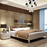 易构 现代简约软靠双人床 卧室家具白色烤漆1.5米1.8米实木床婚床