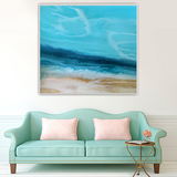 现代装饰画 海洋海岸沙滩抽象海岸线蓝色艺术