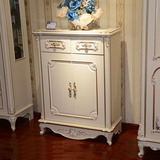 欧式象牙白色珠光烤漆雕花描金二三门鞋柜法式小户型玄关柜储物柜