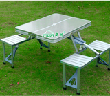 促销户外铝合金连体加厚折叠桌椅便携式野餐摆摊桌手提广告宣传桌