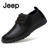 2016新款jeep吉普商务休闲男鞋爸爸鞋子男士大头皮鞋真皮软底黑色
