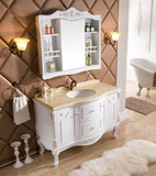 简欧式PVC白色浴室柜镜柜落地洗手盆卫浴柜组合卫生间储物柜ho1