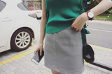 JS半身裙女夏季新款2016韩国高腰显瘦格子A字裙女拉链短裙包臀裙