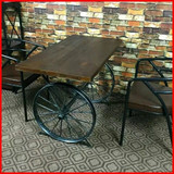 铁艺复古奶茶店水管桌椅酒吧咖啡厅实木桌椅车轮定制