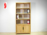 新中式简约实木书柜书架书橱榆木免漆书房书柜书架书橱办公室立柜