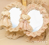韩国可爱桌面台式双面梳妆镜子 欧式卧室化妆镜公主镜台面小圆镜