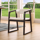北欧全实木餐椅 咖啡厅椅子带扶手宜家休闲酒店样板房设计师餐椅